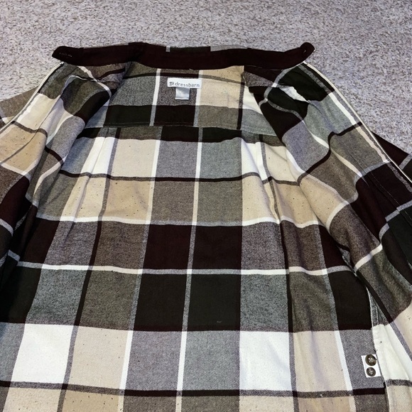 dressbarn women’s zipper coat plaid tan/cream/brown/black size large - Picture 6 of 11